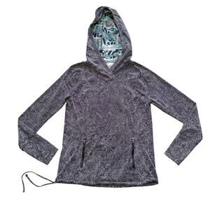 Title Nine Sunbuster Hoodie Sun Shirt Women's Medium Zip Pockets Black and White